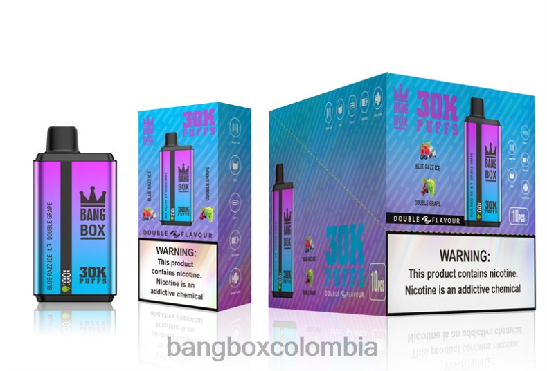 Bang Beach Vape - Bang Box 30000 inhalaciones de dos sabores. hielo azul razz y uva doble HZXPN72