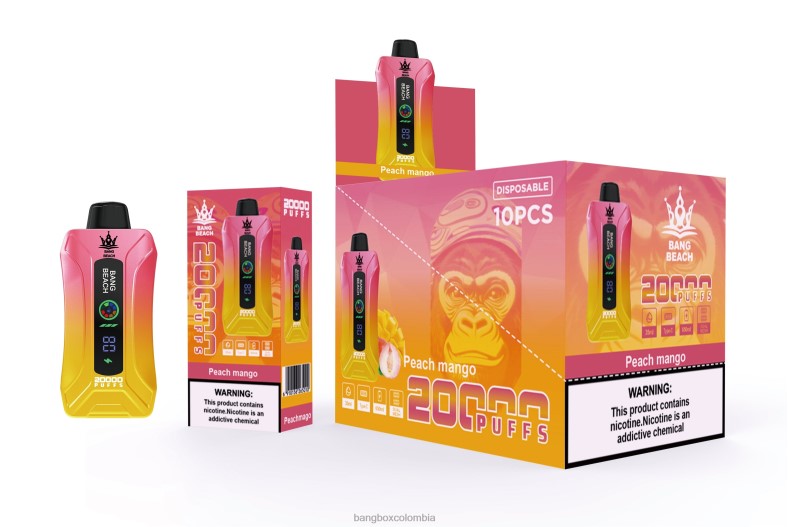 Bang Box Bogotá - Bang Beach vape elegante de la pantalla de 20000 soplos mango durazno HZXPN2